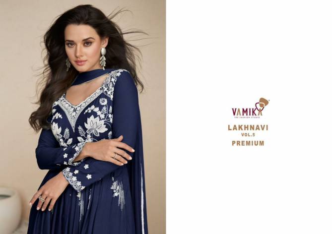 Lakhnavi Vol 5 Premium By Vamika 1027 L To P Designer Rayon Heavy Readymade Suits Wholesale Shop In Surat

